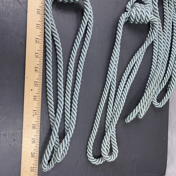 Vintage 4 Large Aqua Blue Twisted Rope Curtain Tie Backs Tassels 20 Inch - Picture 4 of 7